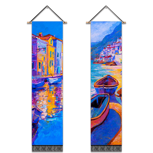 2 Pack Abstract Boat Blue Modern Wall Art Tapestries Vertical,Aesthetic Tapestry Art Long Tapestries for Room (12.8 X 51.2 Inch)