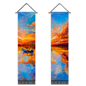 2 Pack Abstract Boat Orange Modern Wall Art Tapestries Vertical,Aesthetic Tapestry Art Long Tapestries for Room (12.8 X 51.2 Inch)