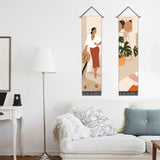 2 Pack Abstract Woman With The Hat Wall Art Tapestries Vertical,Aesthetic Tapestry Art Long Tapestries for Room (12.8 X 51.2 Inch)