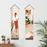 2 Pack Abstract Woman With The Hat Wall Art Tapestries Vertical,Aesthetic Tapestry Art Long Tapestries for Room (12.8 X 51.2 Inch)
