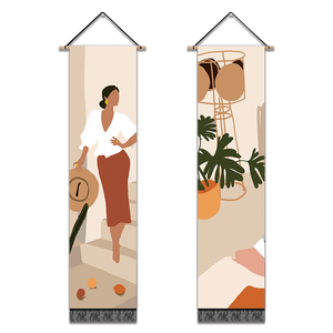 2 Pack Abstract Woman With The Hat Wall Art Tapestries Vertical,Aesthetic Tapestry Art Long Tapestries for Room (12.8 X 51.2 Inch)