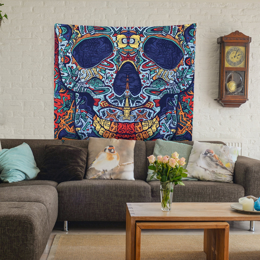 Halloween Tapestry Skull Tapestry for Bedroom Aesthetic Gothic Vintage Skeleton Wall Tapestry Hippie Tapestries Hanging Tapestry Art for Men Women Teenage Boys Girls