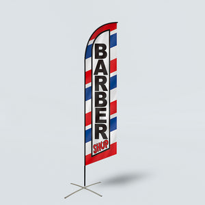 Knitted Polyester Beach Feather Flag Barber Promotional Swooper Banner