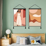 2 Pack Girl in White And Abstract Art Modern Wall Art Tapestries Vertical,Aesthetic Tapestry Art Short Tapestries for Room (13.8 X 19.7 Inch)