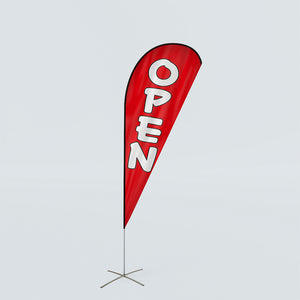 Knitted Polyester Beach Teardrop Flag Promotional Advertising OPEN Swooper Banner