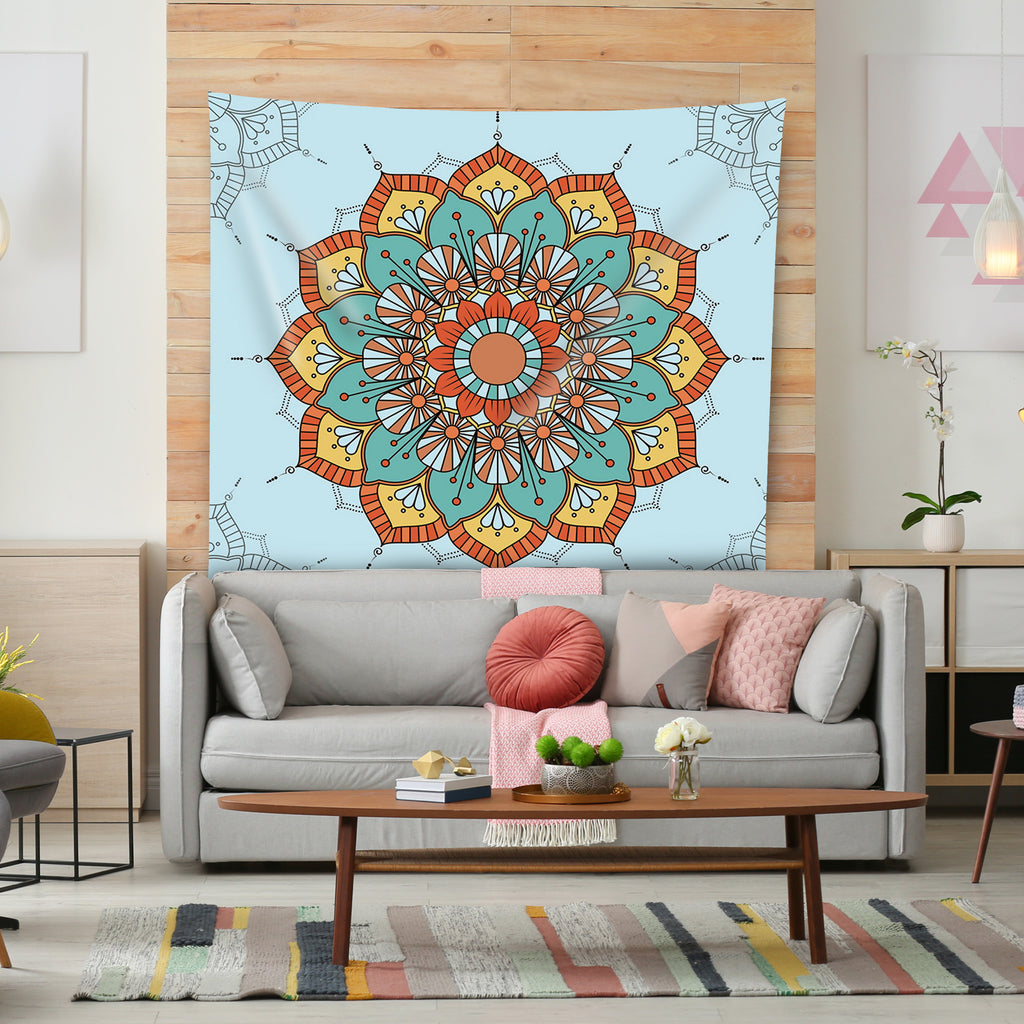 Mandala Tapestry Bohemian Tapestry for Bedroom Boho Indie Hippie Tapestries Aesthetic Vintage Wall Tapestry for Women Men Teenage Girl, Aqua Blue Tapestry
