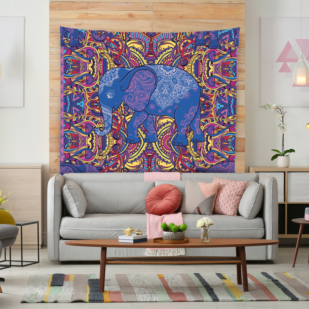 Elephant Wall Tapestry Indie Wall Hanging Bohemian Tapestries Art Home Decor for Bedroom Living Room Women Men Teenage Girl, Purple Tapestry