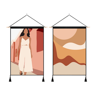 2 Pack Girl in White And Abstract Art Modern Wall Art Tapestries Vertical,Aesthetic Tapestry Art Short Tapestries for Room (13.8 X 19.7 Inch)