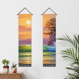 2 Pack Abstract Sunset Modern Wall Art Tapestries Vertical,Aesthetic Tapestry Art Long Tapestries for Room (12.8 X 51.2 Inch)