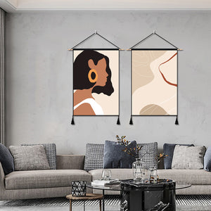 2 Pack Girl And Abstract Art Modern Wall Art Tapestries Vertical,Aesthetic Tapestry Art Short Tapestries for Room (13.8 X 19.7 Inch)