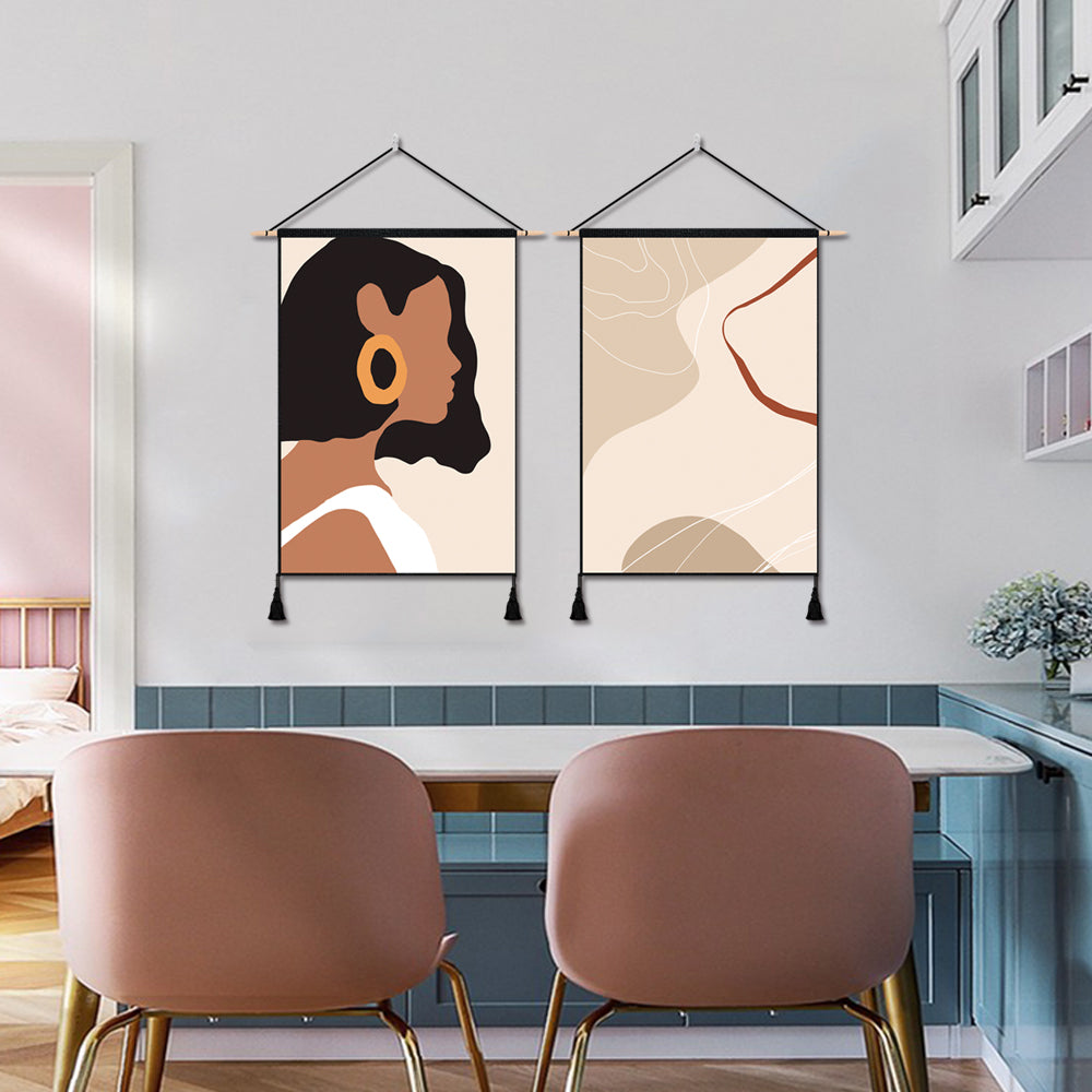 2 Pack Girl And Abstract Art Modern Wall Art Tapestries Vertical,Aesthetic Tapestry Art Short Tapestries for Room (13.8 X 19.7 Inch)