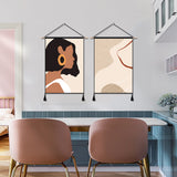 2 Pack Girl And Abstract Art Modern Wall Art Tapestries Vertical,Aesthetic Tapestry Art Short Tapestries for Room (13.8 X 19.7 Inch)