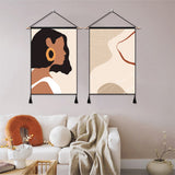 2 Pack Girl And Abstract Art Modern Wall Art Tapestries Vertical,Aesthetic Tapestry Art Short Tapestries for Room (13.8 X 19.7 Inch)