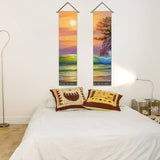 2 Pack Abstract Sunset Modern Wall Art Tapestries Vertical,Aesthetic Tapestry Art Long Tapestries for Room (12.8 X 51.2 Inch)
