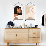 2 Pack Girl And Abstract Art Modern Wall Art Tapestries Vertical,Aesthetic Tapestry Art Short Tapestries for Room (13.8 X 19.7 Inch)