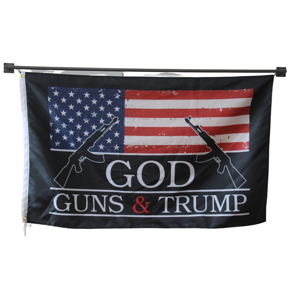 God Guns & Trump flag Polyester Digital Printing 3x5ft Outdoor Banner with Brass Grommets