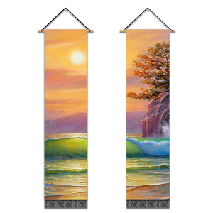 2 Pack Abstract Sunset Modern Wall Art Tapestries Vertical,Aesthetic Tapestry Art Long Tapestries for Room (12.8 X 51.2 Inch)