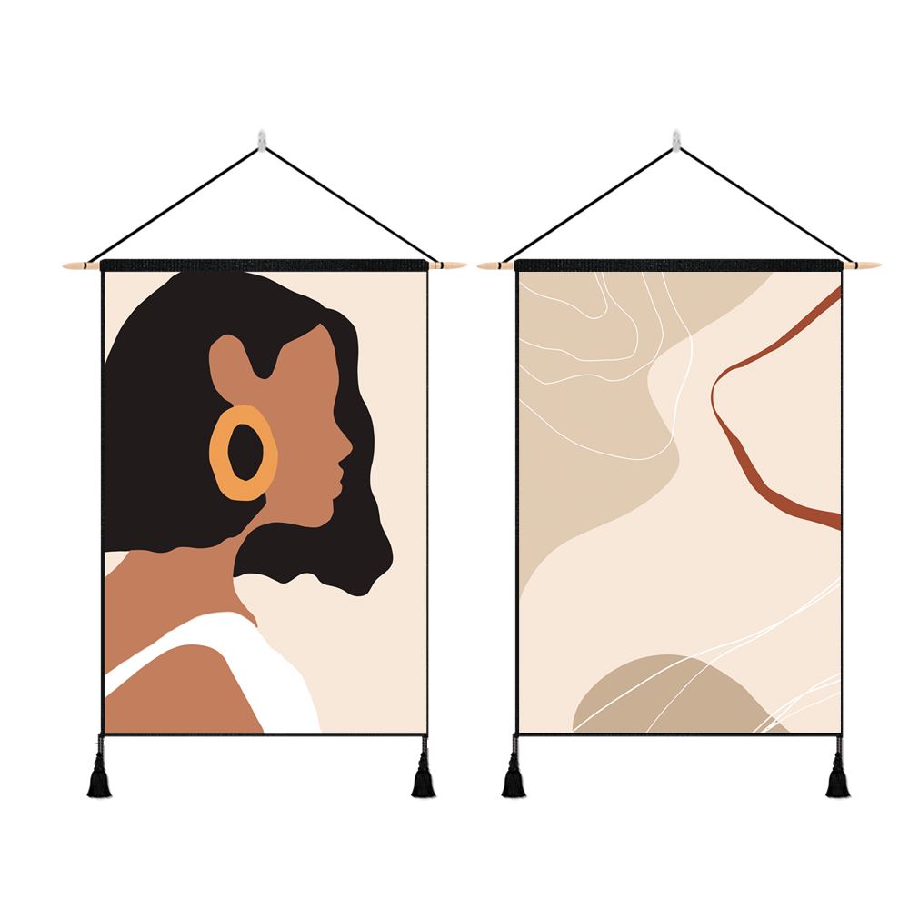 2 Pack Girl And Abstract Art Modern Wall Art Tapestries Vertical,Aesthetic Tapestry Art Short Tapestries for Room (13.8 X 19.7 Inch)