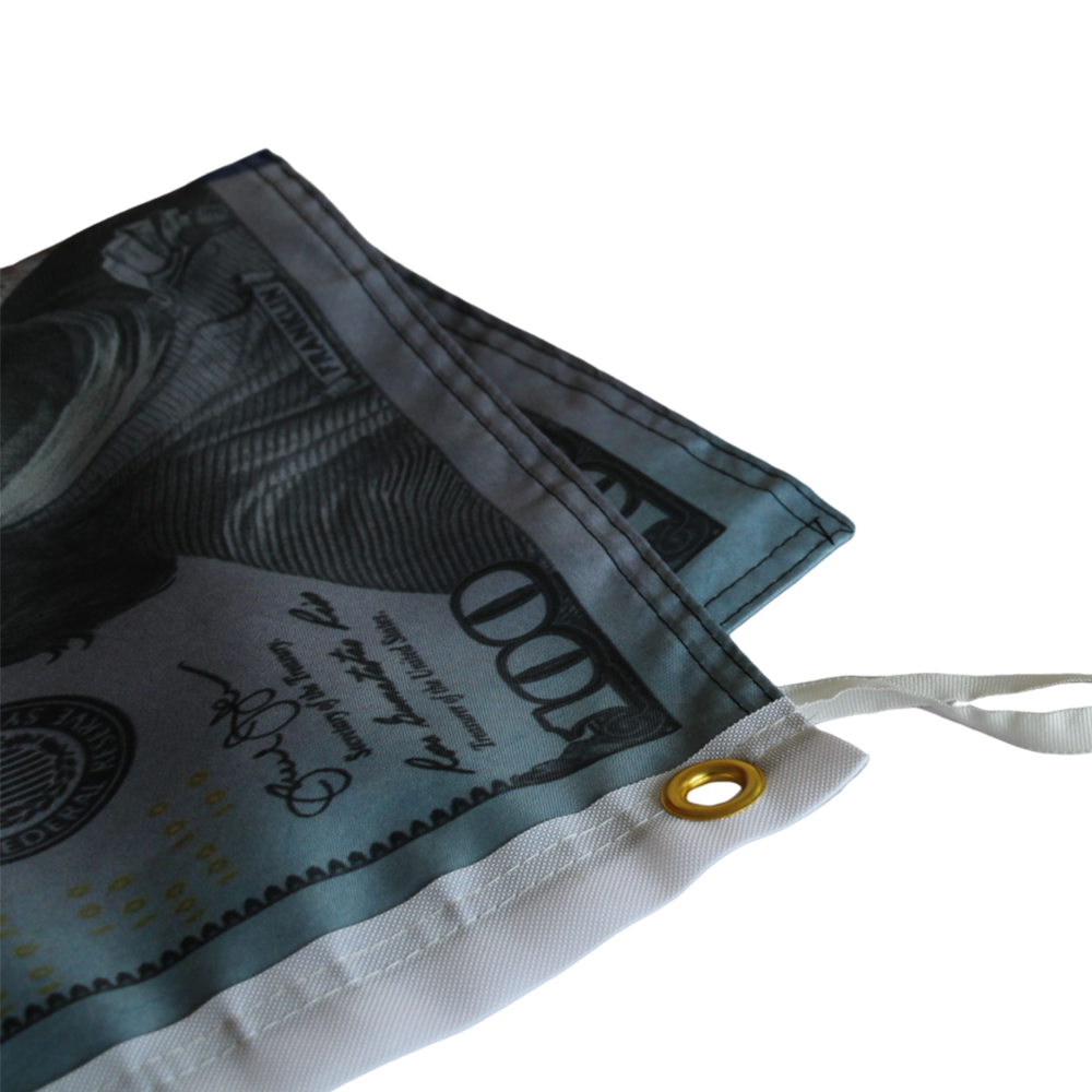 $100 Bill Currency flag Polyester Digital Printing 3x5ft Outdoor Banner with Brass Grommets