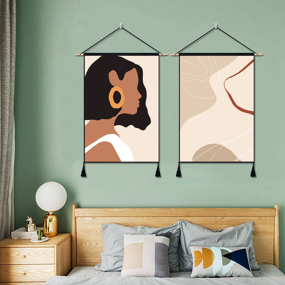 2 Pack Girl And Abstract Art Modern Wall Art Tapestries Vertical,Aesthetic Tapestry Art Short Tapestries for Room (13.8 X 19.7 Inch)