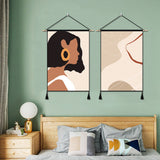 2 Pack Girl And Abstract Art Modern Wall Art Tapestries Vertical,Aesthetic Tapestry Art Short Tapestries for Room (13.8 X 19.7 Inch)