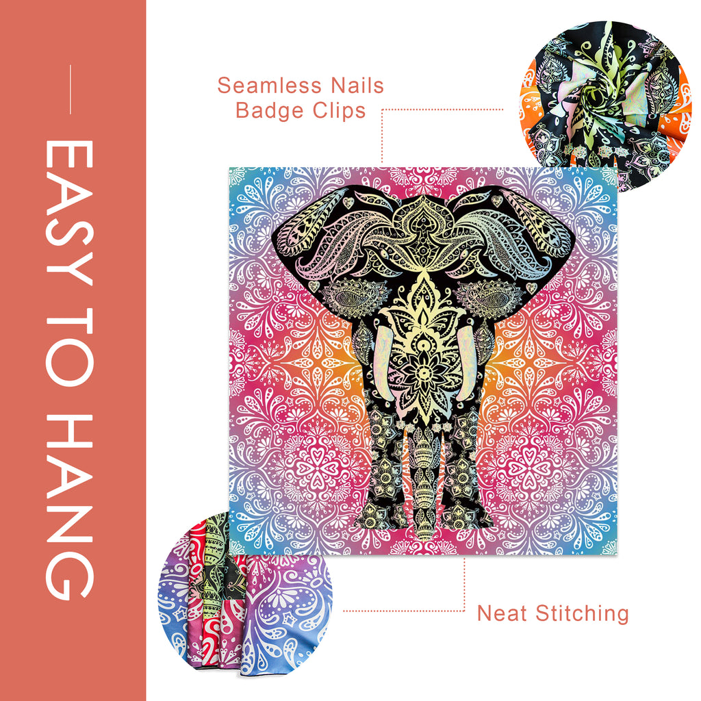 Elephant Wall Tapestry Indie Wall Hanging Bohemian Tapestries Art Home Decor for Bedroom Living Room Women Men Teenage Girl, Pink Tapestry
