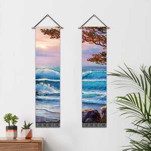 2 Pack Abstract The Waves Modern Wall Art Tapestries Vertical,Aesthetic Tapestry Art Long Tapestries for Room (12.8 X 51.2 Inch)