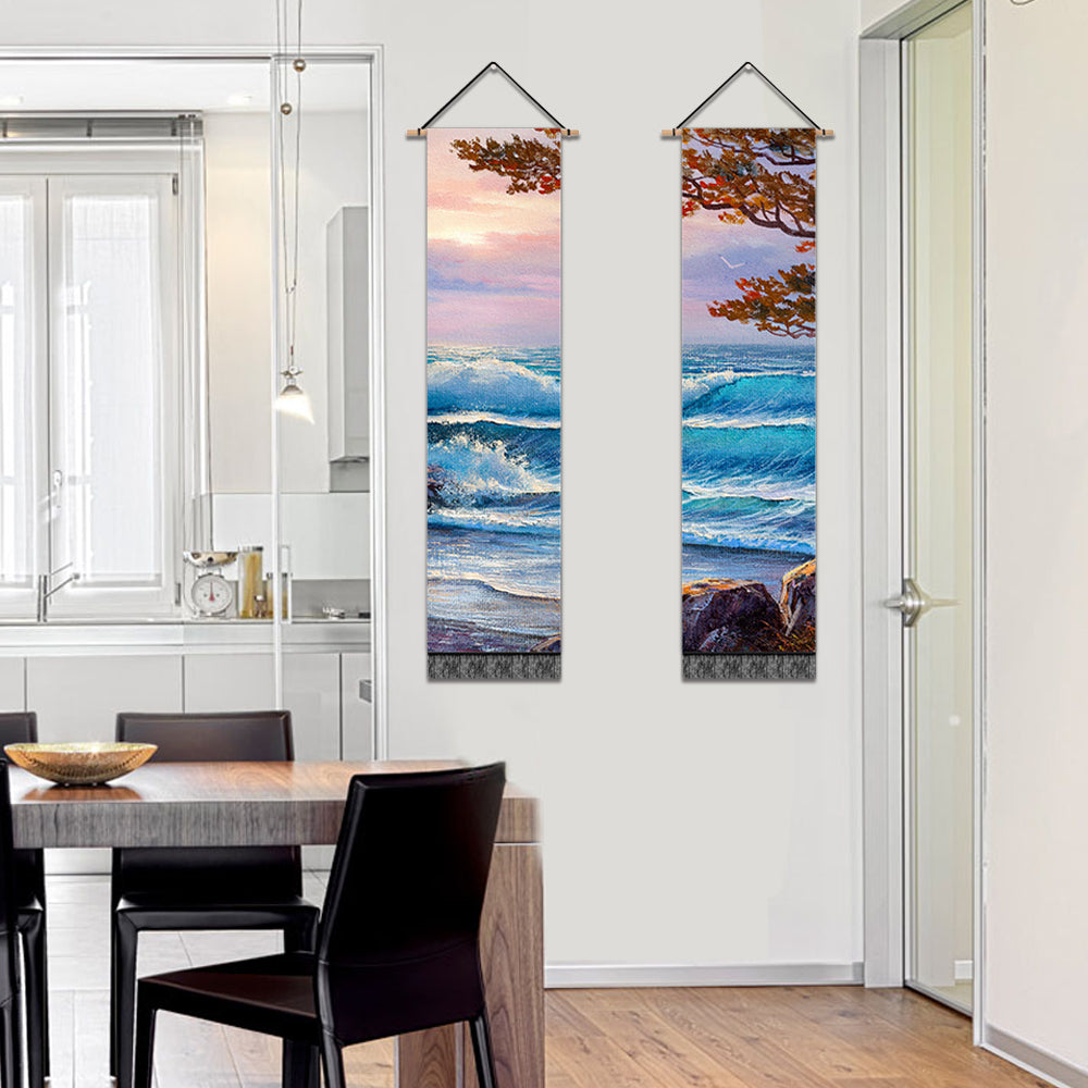 2 Pack Abstract The Waves Modern Wall Art Tapestries Vertical,Aesthetic Tapestry Art Long Tapestries for Room (12.8 X 51.2 Inch)
