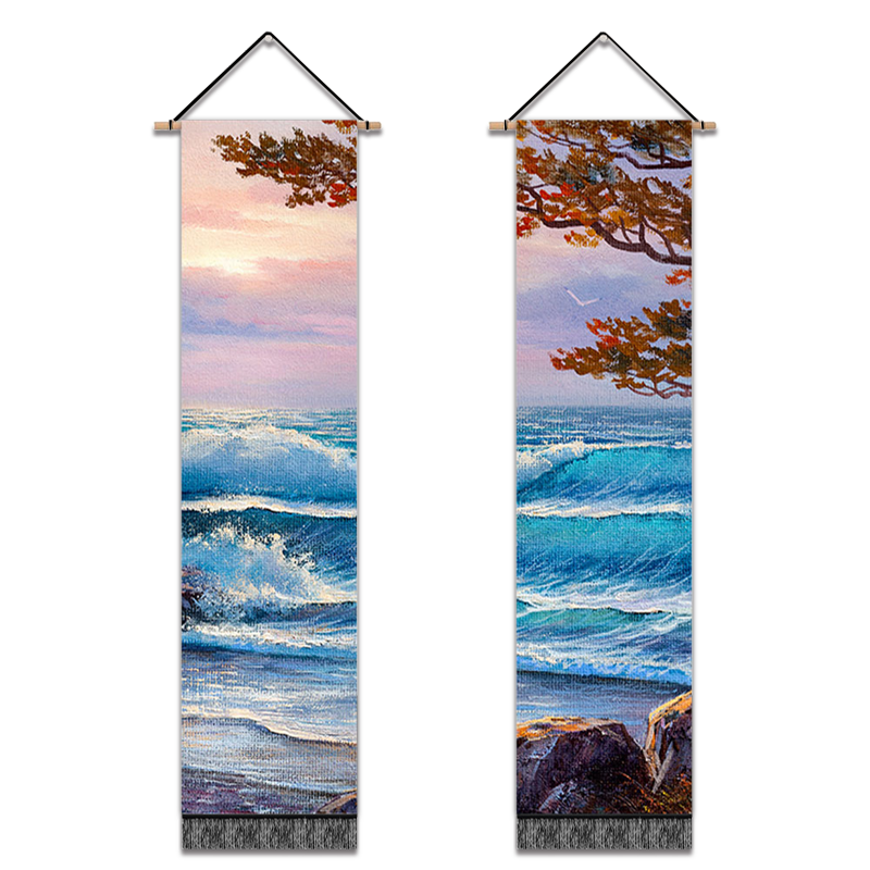 2 Pack Abstract The Waves Modern Wall Art Tapestries Vertical,Aesthetic Tapestry Art Long Tapestries for Room (12.8 X 51.2 Inch)