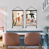 2 Pack Woman With The Hat And Potting Wall Art Tapestries Vertical,Aesthetic Tapestry Art Short Tapestries for Room (13.8 X 19.7 Inch)