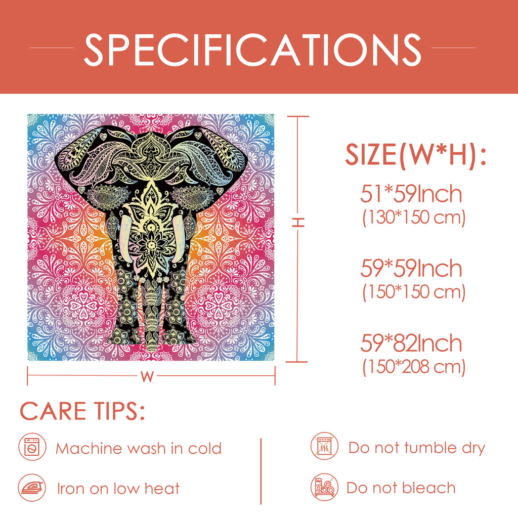 Elephant Wall Tapestry Indie Wall Hanging Bohemian Tapestries Art Home Decor for Bedroom Living Room Women Men Teenage Girl, Pink Tapestry