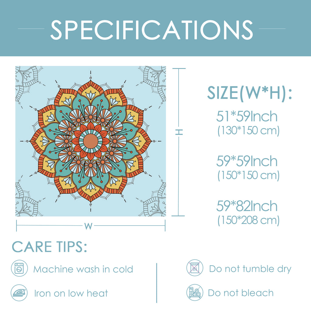 Mandala Tapestry Bohemian Tapestry for Bedroom Boho Indie Hippie Tapestries Aesthetic Vintage Wall Tapestry for Women Men Teenage Girl, Aqua Blue Tapestry