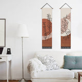 2 Pack Abstract Brown Leaves Modern Wall Art Tapestries Vertical,Aesthetic Tapestry Art Long Tapestries for Room (12.8 X 51.2 Inch)