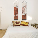 2 Pack Abstract Brown Leaves Modern Wall Art Tapestries Vertical,Aesthetic Tapestry Art Long Tapestries for Room (12.8 X 51.2 Inch)