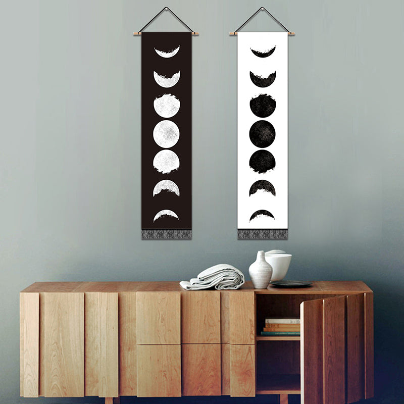 2 Pack Moon Black And White Modern Wall Art Tapestries Vertical,Aesthetic Tapestry Art Long Tapestries for Room (12.8 X 51.2 Inch)