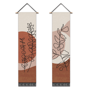 2 Pack Abstract Brown Leaves Modern Wall Art Tapestries Vertical,Aesthetic Tapestry Art Long Tapestries for Room (12.8 X 51.2 Inch)