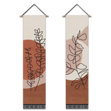 2 Pack Abstract Brown Leaves Modern Wall Art Tapestries Vertical,Aesthetic Tapestry Art Long Tapestries for Room (12.8 X 51.2 Inch)