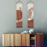 2 Pack Abstract Brown Leaves Modern Wall Art Tapestries Vertical,Aesthetic Tapestry Art Long Tapestries for Room (12.8 X 51.2 Inch)
