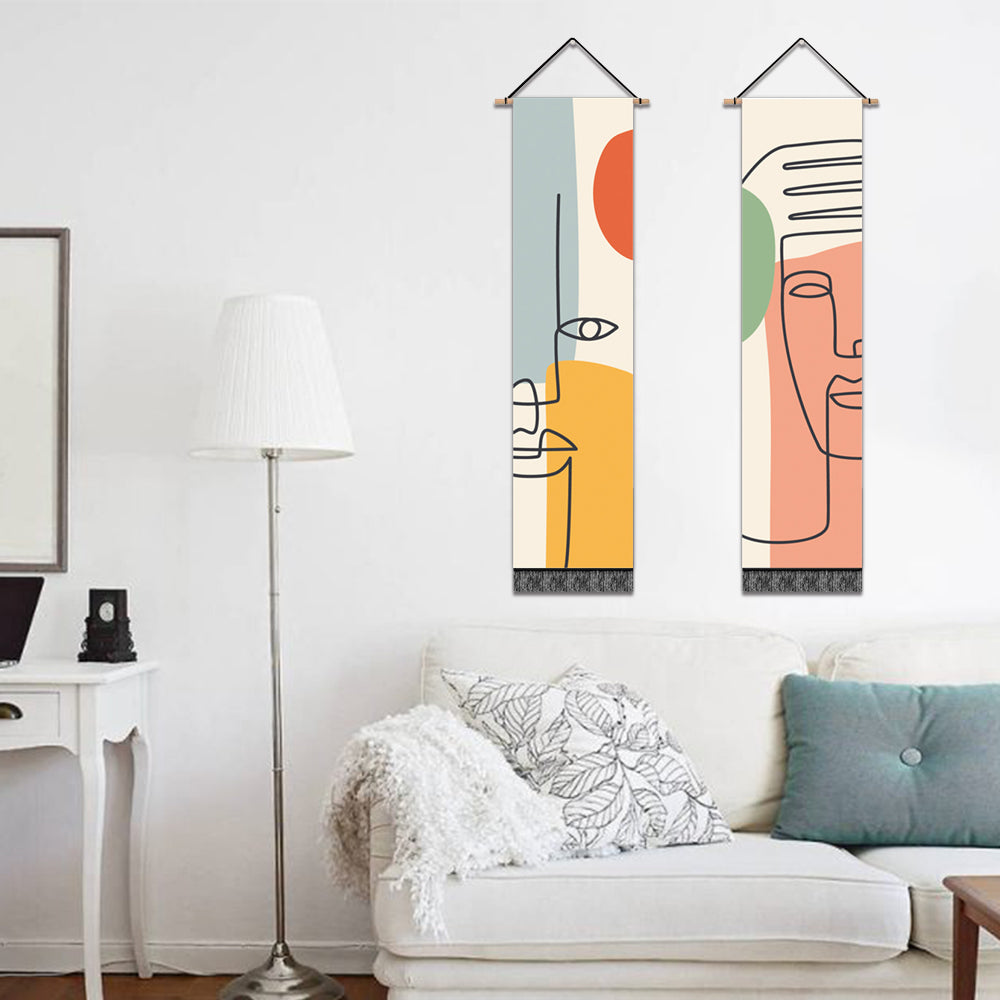 2 Pack Abstract face Wall Art Tapestries Vertical,Aesthetic Tapestry Art Long Tapestries for Room (12.8 X 51.2 Inch)