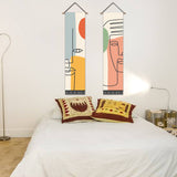 2 Pack Abstract face Wall Art Tapestries Vertical,Aesthetic Tapestry Art Long Tapestries for Room (12.8 X 51.2 Inch)
