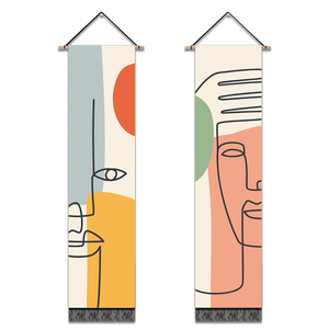 2 Pack Abstract face Wall Art Tapestries Vertical,Aesthetic Tapestry Art Long Tapestries for Room (12.8 X 51.2 Inch)