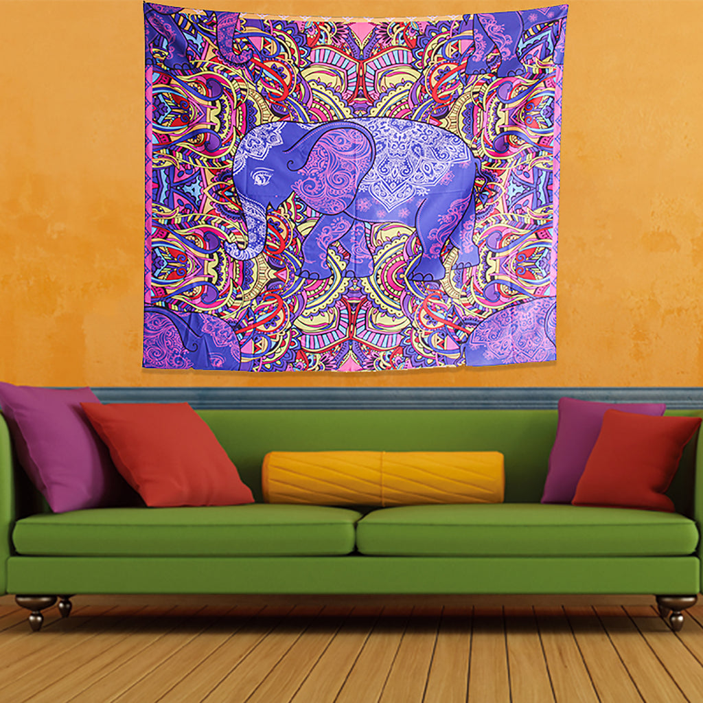 Elephant Wall Tapestry Indie Wall Hanging Bohemian Tapestries Art Home Decor for Bedroom Living Room Women Men Teenage Girl, Purple Tapestry