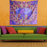 Elephant Wall Tapestry Indie Wall Hanging Bohemian Tapestries Art Home Decor for Bedroom Living Room Women Men Teenage Girl, Purple Tapestry