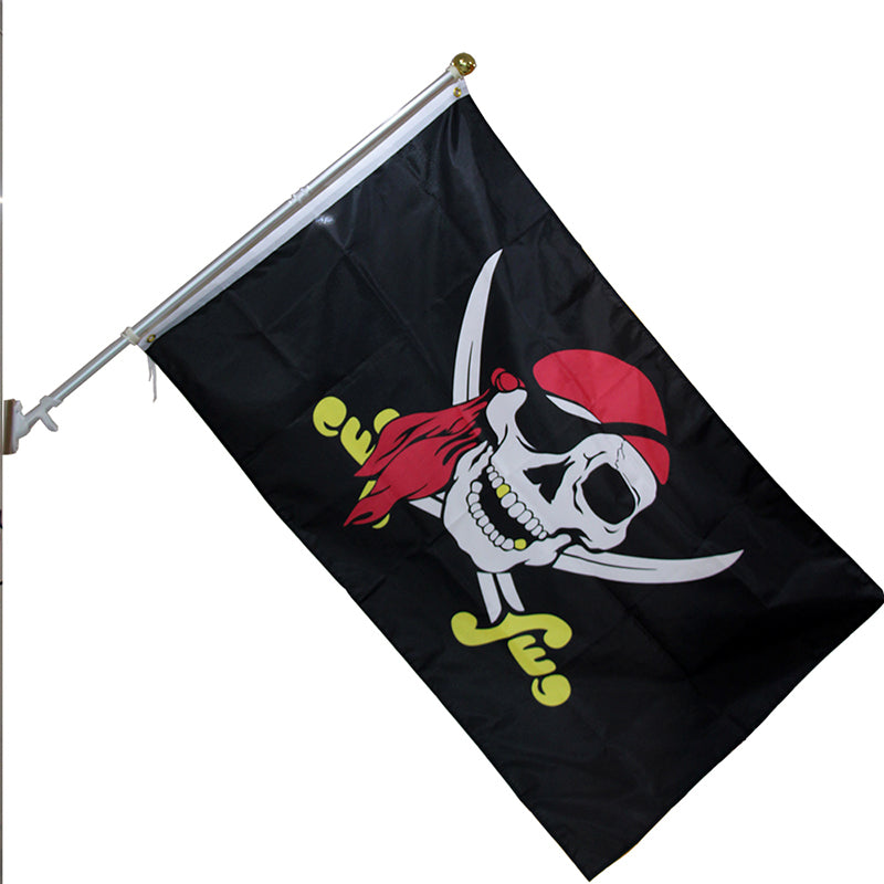 Pirate Flag 3x5 ft Outdoor,Jolly Roger Red Bandana,Polyester Flag with Brass Grommets