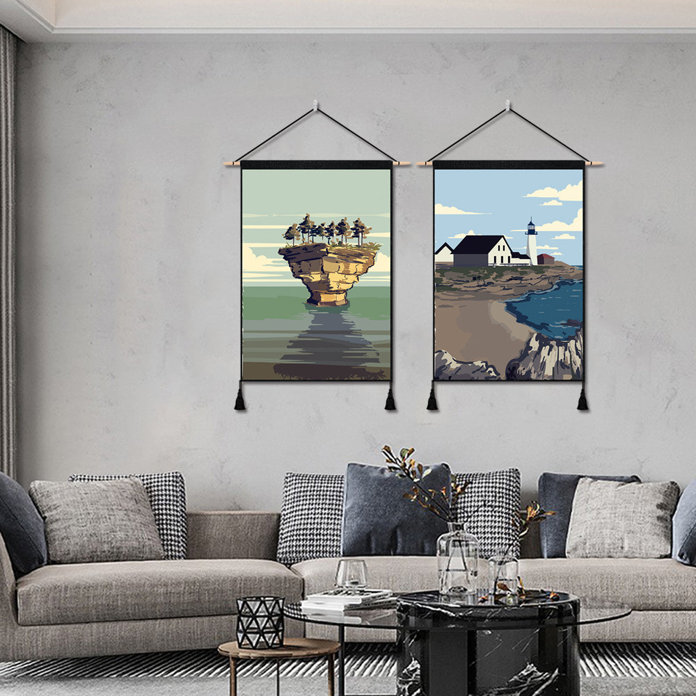 2 Pack MICHIGAN And MAINE Modern Wall Art Tapestries Vertical,Aesthetic Tapestry Art Short Tapestries for Room (13.8 X 19.7 Inch)