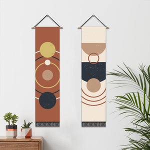 2 Pack Abstract Geometry Modern Wall Art Tapestries Vertical,Aesthetic Tapestry Art Long Tapestries for Room (12.8 X 51.2 Inch)