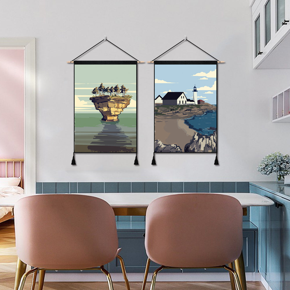 2 Pack MICHIGAN And MAINE Modern Wall Art Tapestries Vertical,Aesthetic Tapestry Art Short Tapestries for Room (13.8 X 19.7 Inch)