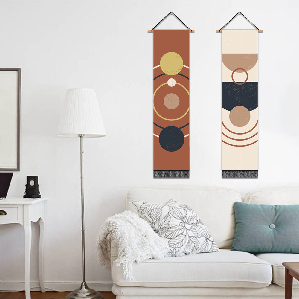 2 Pack Abstract Geometry Modern Wall Art Tapestries Vertical,Aesthetic Tapestry Art Long Tapestries for Room (12.8 X 51.2 Inch)