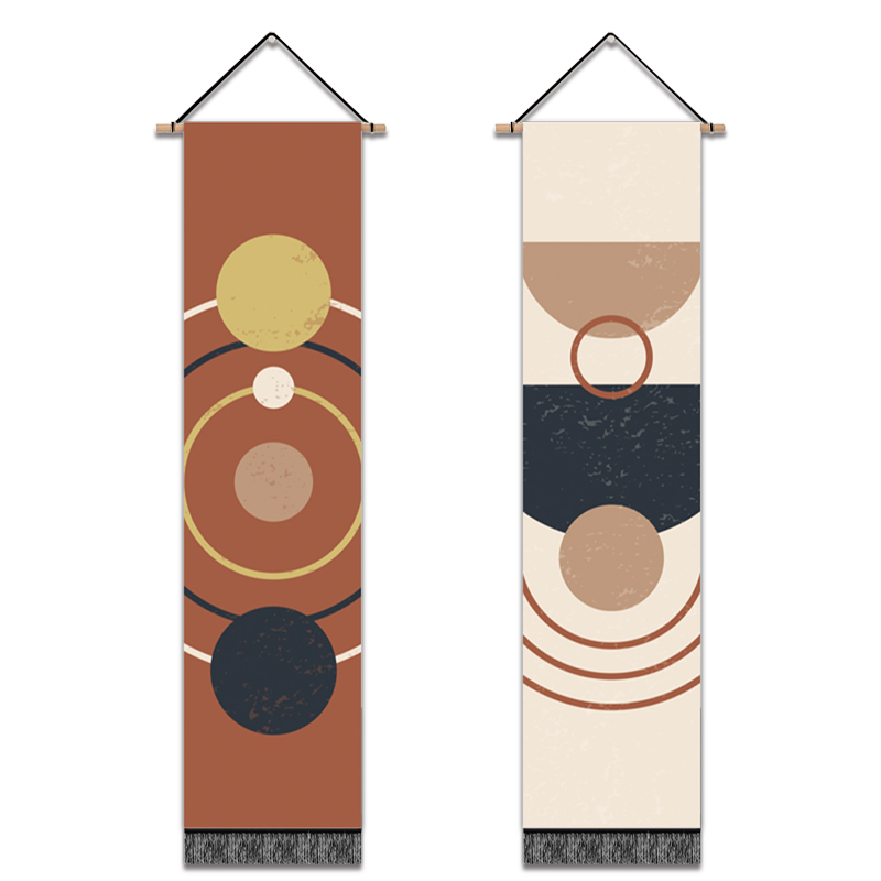 2 Pack Abstract Geometry Modern Wall Art Tapestries Vertical,Aesthetic Tapestry Art Long Tapestries for Room (12.8 X 51.2 Inch)