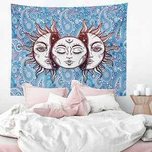Sun and Moon Tapestry Indie Astrology Tapestry for Bedroom Hippie Aesthetic Vintage Tapestries Wall Tapestry